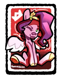 Size: 2000x2500 | Tagged: safe, artist:ronin20181, derpibooru import, pipp petals, pegasus, pony, g5, adorapipp, cute, female, high res, image, looking at you, mare, one eye closed, partially transparent background, playing card, png, sitting, solo, tongue out, wink, winking at you