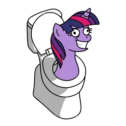 Size: 2048x2048 | Tagged: artist needed, safe, derpibooru import, twilight sparkle, pony, unicorn, g4, but why, female, horn, image, mare, png, simple background, skibidi toilet, toilet, toilet slave, unicorn twilight, white background