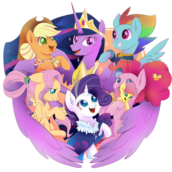 Size: 2000x2000 | Tagged: safe, artist:kumikoponylk, derpibooru import, applejack, fluttershy, li'l cheese, pinkie pie, princess twilight 2.0, rainbow dash, rarity, twilight sparkle, twilight sparkle (alicorn), alicorn, earth pony, pegasus, pony, unicorn, g4, the last problem, applejack's hat, cowboy hat, crown, end of ponies, female, filly, foal, folded wings, freckles, grin, hat, horn, image, jewelry, mane six, mare, mother and child, my little pony, older, older applejack, older fluttershy, older mane six, older pinkie pie, older rainbow dash, older rarity, older twilight, older twilight sparkle (alicorn), open mouth, open smile, peytral, png, regalia, simple background, smiling, spread wings, transparent background, wings