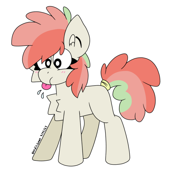 Size: 4000x4000 | Tagged: safe, artist:nordicgoat, derpibooru import, oc, unofficial characters only, pony, blushing, cheek fluff, chest fluff, female, filly, foal, image, png, raspberry, simple background, solo, tongue out, transparent background