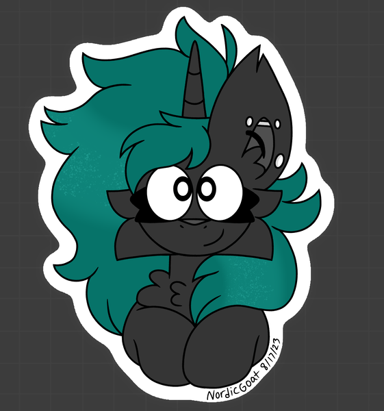 Size: 4000x4275 | Tagged: safe, artist:nordicgoat, derpibooru import, oc, oc:whirlytail, unofficial characters only, unicorn, cheek fluff, chest fluff, ear piercing, female, horn, image, piercing, png, solo