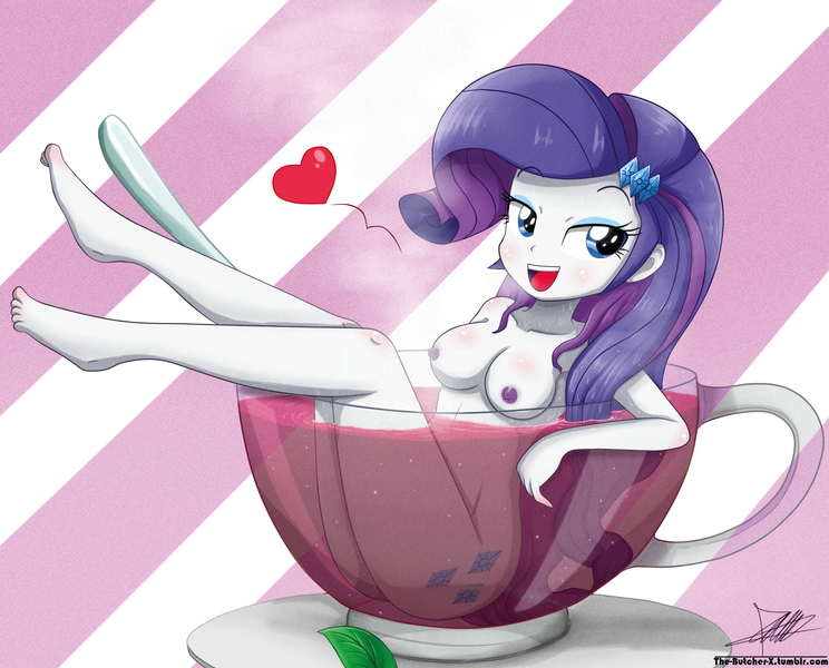 Size: 1795x1448 | Tagged: dead source, questionable, artist:the-butch-x, derpibooru import, rarity, human, equestria girls, g4, 2015, abstract background, adorasexy, areola, armpits, barefoot, bathing, bedroom eyes, blushing, breasts, busty rarity, clothes, cup, cute, cutie mark, cutie mark hair accessory, cutie mark on equestria girl, eyebrows visible through hair, eyeshadow, feet, female, food, foodplay, glass, happy, heart, image, leaf, lidded eyes, long hair, makeup, nipples, nudity, old art, open mouth, partially submerged, play on words, png, pun, purple nipples, raritea, reasonably sized breasts, see-through, sexy, signature, smiling, solo, solo female, steam, stripped background, stupid sexy rarity, tea, teacup, teaspoon, tumblr, visual pun, wet, wet hair