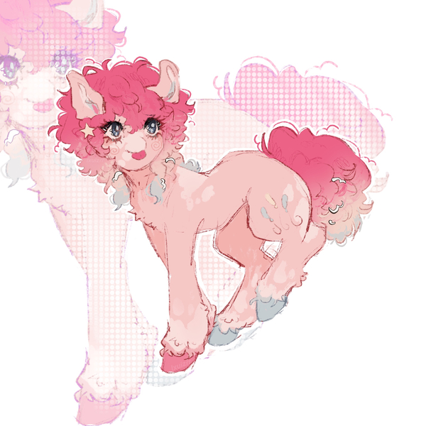 Size: 1280x1280 | Tagged: safe, artist:lxuizrr, derpibooru import, pinkie pie, earth pony, pony, g4, alternate design, coat markings, colored hooves, female, hooves, image, jpeg, mare, solo, tongue out, unshorn fetlocks