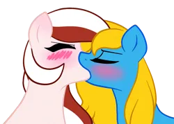 Size: 1280x919 | Tagged: safe, artist:furrgroup, derpibooru import, oc, oc:internet explorer, oc:opera, unofficial characters only, earth pony, pony, ask internet explorer, blushing, browser ponies, duo, duo female, eyes closed, female, image, internet explorer, kiss on the lips, kissing, lesbian, mare, png, simple background, transparent background