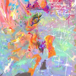 Size: 2400x2400 | Tagged: safe, artist:eyerealm, derpibooru import, princess celestia, alicorn, pony, g4, abstract art, colorful, female, image, mare, modern art, png, solo, sparkles, stylized, text