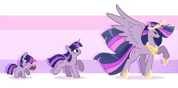 Size: 3533x1756 | Tagged: safe, artist:syrupyyy, derpibooru import, princess twilight 2.0, twilight sparkle, twilight sparkle (alicorn), alicorn, pony, unicorn, g4, the last problem, age progression, blank flank, book, comparison, crown, cute, eyes closed, eyes open, female, filly, filly twilight sparkle, foal, glow, glowing horn, high res, hoof shoes, horn, image, jewelry, levitation, looking at something, magic, magic aura, mare, older, older twilight, older twilight sparkle (alicorn), open mouth, open smile, peytral, png, ponytober, princess shoes, raised hoof, raised leg, regalia, sequence, simple background, smiling, spread wings, standing on two hooves, syrupyyy is trying to murder us, telekinesis, twiabetes, unicorn twilight, wings, younger