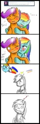 Size: 840x2550 | Tagged: suggestive, artist:starykrow, derpibooru import, rainbow dash, scootaloo, pegasus, pony, g4, ask, ask the cutie mark crusaders, bipedal, blob ponies, blood, blushing, comic, female, image, injured, kissing body, lesbian, mare, png, scootadash, shipping, tumblr