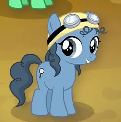 Size: 307x311 | Tagged: safe, derpibooru import, earth pony, pony, g4, female, filly, foal, gameloft, goggles, image, murky mystery, outdoors, png, tree