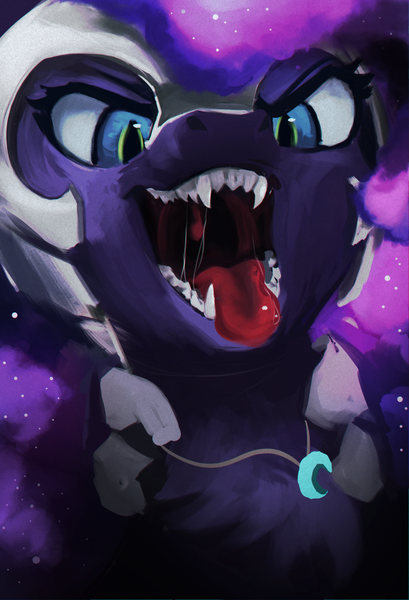 Size: 1500x2200 | Tagged: suggestive, artist:hierozaki, derpibooru import, nightmare moon, alicorn, pony, g4, commission, drool, fangs, female, image, mare, mawshot, open mouth, png