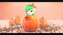 Size: 1920x1080 | Tagged: safe, artist:fallenponiesproduction, ponerpics import, oc, unofficial characters only, pony, 3d, female, image, jpeg, mare, pumpkin, solo, winter