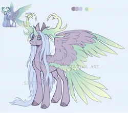 Size: 3949x3500 | Tagged: safe, artist:siatikas, derpibooru import, oc, unofficial characters only, alicorn, pony, alicorn oc, antlers, cloven hooves, colored wings, colored wingtips, female, horn, image, jpeg, mare, redraw, reference sheet, skull, solo, spread wings, wings