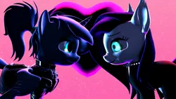 Size: 1920x1080 | Tagged: safe, artist:fallenponiesproduction, ponerpics import, princess luna, oc, unofficial characters only, pony, 3d, clothes, duo, duo female, female, image, jpeg, looking at each other, mare