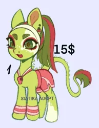 Size: 597x772 | Tagged: safe, artist:siatikas, derpibooru import, oc, unofficial characters only, pony, adoptable, clothes, ear piercing, earring, female, hairband, image, jewelry, jpeg, leonine tail, mare, piercing, shorts, solo, sports shorts, tail, whistle, whistle necklace, wristband