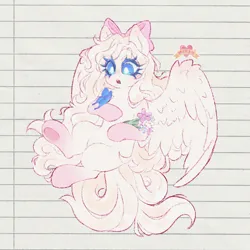 Size: 3000x3000 | Tagged: safe, artist:lovemizsy, derpibooru import, oc, oc:pretty petal, butterfly, insect, pegasus, pony, absurd file size, bow, female, hair bow, high res, image, lined paper, mare, png, solo