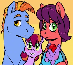 Size: 2700x2432 | Tagged: safe, artist:smirk, derpibooru import, oc, oc:berry bites, oc:cherry sweets, oc:grenadine, oc:stone slag, unofficial characters only, pony, blush sticker, blushing, family, female, filly, foal, image, jpeg, offspring, siblings