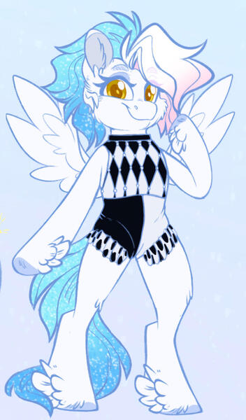 Size: 1280x2182 | Tagged: safe, artist:missbramblemele, derpibooru import, oc, oc:ariel ace, pegasus, pony, bipedal, clothes, female, image, jpeg, leotard, mare, solo