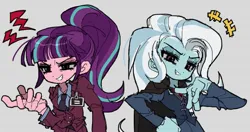 Size: 1560x822 | Tagged: safe, derpibooru import, starlight glimmer, trixie, human, equestria girls, g4, season 5, corrupted, duo, duo female, evil grin, evil starlight, female, grin, image, jpeg, my little pony, smiling, smirk