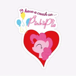 Size: 1000x1000 | Tagged: safe, derpibooru import, pinkie pie, g4, cute, diapinkes, heart, image, implied crush, jpeg, redbubble, solo