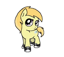 Size: 763x680 | Tagged: safe, artist:myra, derpibooru import, noi, earth pony, pony, g4, clothes, female, filly, foal, head tilt, image, looking at you, png, shoes, simple background, solo, stare, white background