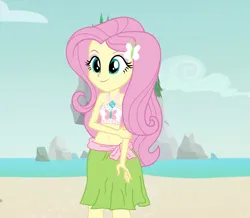 Size: 1258x1096 | Tagged: safe, artist:ocean lover, derpibooru import, edit, edited screencap, screencap, fluttershy, equestria girls, g4, adorasexy, bare midriff, bare shoulders, base, bashful, beach, beach babe, beautiful, belly, belly button, bikini, bikini babe, bikini top, blue eyes, boulder, butterfly hairpin, clothes, cloud, cute, cutie mark, cutie mark on clothes, image, kindness, long hair, midriff, ocean, outdoors, pink hair, png, pretty, sand, sarong, sexy, shy, shyabetes, sky, smiling, swimsuit, water, wave