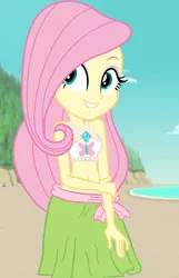 Size: 1254x1942 | Tagged: safe, artist:ocean lover, derpibooru import, edit, edited screencap, screencap, fluttershy, equestria girls, g4, adorasexy, bare midriff, bare shoulders, base, bashful, beach, beach babe, beautiful, belly, belly button, bikini, bikini babe, bikini top, blue eyes, boulder, clothes, cloud, cute, cutie mark, cutie mark on clothes, hill, holding arm, image, kindness, long hair, midriff, ocean, outdoors, pink hair, png, pretty, sand, sarong, sexy, shy, shyabetes, sky, smiling, swimsuit, tree, water, wave