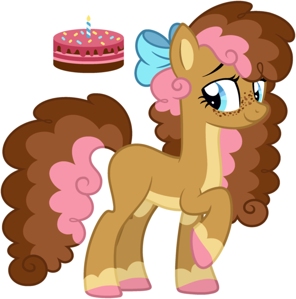 Size: 2478x2504 | Tagged: safe, artist:strawberry-spritz, derpibooru import, oc, earth pony, pony, bow, female, hair bow, image, mare, offspring, parent:carrot cake, parent:cup cake, parents:carrot cup, png, simple background, solo, transparent background