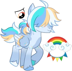 Size: 1532x1506 | Tagged: safe, artist:strawberry-spritz, derpibooru import, oc, pegasus, pony, hair over eyes, image, magical lesbian spawn, male, offspring, parent:derpy hooves, parent:rainbow dash, parents:derpydash, png, simple background, solo, stallion, transparent background