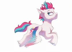 Size: 2180x1582 | Tagged: safe, artist:maxi_ponie, derpibooru import, zipp storm, pegasus, pony, g5, chest fluff, colored wings, ear fluff, flying, image, jpeg, looking back, male, multicolored wings, profile, rule 63, side view, simple background, solo, spread wings, stallion, unshorn fetlocks, white background, wings, wings down, zip cyclone