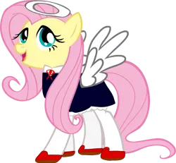 Size: 2844x2625 | Tagged: artist needed, source needed, safe, derpibooru import, edit, official, vector edit, fluttershy, pegasus, pony, g4, angel, background removed, bemani, clothes, cosplay, costume, dress, female, high res, image, konami, necktie, open mouth, png, poet (pop'n music), pop'n music, red shoes, shoes, shorts, show accurate, simple background, socks, solo, spread wings, transparent background, vector, white wings, wings