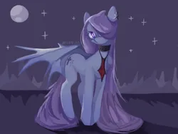 Size: 1024x768 | Tagged: safe, artist:invisib1e_ez, derpibooru import, oc, unofficial characters only, pony, undead, vampire, vampony, choker, clothes, ear piercing, earring, female, full moon, image, jewelry, jpeg, mare, moon, necktie, night, piercing, solo