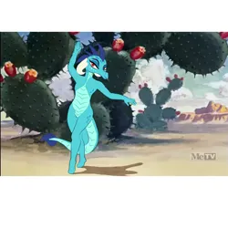 Size: 2000x2000 | Tagged: safe, derpibooru import, screencap, princess ember, anthro, dragon, friendship is magic, g4, cactus, caption, dancing, desert, dragoness, female, image, image macro, it had to be you, looney tunes, my little pony, photo, png, solo, text