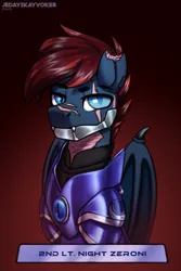 Size: 2000x3000 | Tagged: safe, artist:jedayskayvoker, derpibooru import, oc, oc:nightzeroni, bat pony, armor, bat pony oc, bat wings, eye scar, facial scar, handsome, image, male, png, scar, solo, solo male, wings