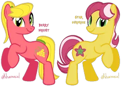 Size: 800x568 | Tagged: safe, artist:kharmacal, derpibooru import, berry bright, star surprise, pony, g2, g3, g4, base used, duo, g2 to g4, g3 to g4, generation leap, green eyes, image, not an oc, pixel-crisp art, png, simple background, transparent background, two toned hair