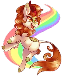 Size: 2050x2500 | Tagged: safe, artist:lacedharlot, derpibooru import, autumn blaze, kirin, g4, sounds of silence, awwtumn blaze, cute, fangs, female, happy, image, looking up, my little pony, open mouth, png, rainbow, simple background, solo, transparent background