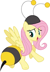 Size: 3000x4320 | Tagged: safe, artist:cloudy glow, derpibooru import, fluttershy, pegasus, g4, animal costume, bee costume, clothes, costume, female, flutterbee, image, png, simple background, solo, transparent background, vector