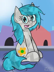 Size: 1280x1707 | Tagged: safe, artist:toonboy92484, derpibooru import, oc, oc:marigold earth tulip hosta, unofficial characters only, crystal pony, earth pony, crystal empire, female, image, png, sitting, smiling, solo