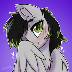 Size: 2000x2000 | Tagged: safe, artist:sonigiraldo, derpibooru import, oc, oc:silver moon, unofficial characters only, pegasus, pony, blushing, chest fluff, ear fluff, female, heart, heart eyes, image, looking at you, mare, pegasus oc, png, smiling, smiling at you, wingding eyes, wings