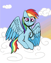 Size: 785x960 | Tagged: safe, derpibooru import, rainbow dash, pegasus, g4, cardiophile, cardiophilia, cloud, fetish, gif, heartbeat, heartbeat fetish, image, self stething, stethoscope, sunset, wings