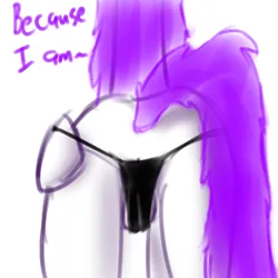 Size: 1280x1280 | Tagged: suggestive, artist:drbeard, derpibooru import, oc, oc:sketchy, unofficial characters only, butt, clothes, female, image, panties, png, rear view, solo, solo female, text, underwear