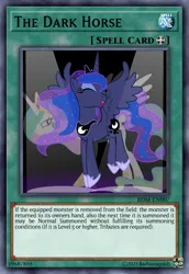 Size: 813x1185 | Tagged: safe, artist:badumsquish, derpibooru import, princess celestia, princess luna, pony, g4, alicorn eclipse, attention horse, card, card game, ccg, clothes, crown, dark background, derpibooru exclusive, equip spell card, eyes closed, eyeshadow, female, focus, glare, grumpy, happy, horn, image, jealous, jewelry, makeup, mare, peytral, png, pronking, regalia, shoes, siblings, sisters, sisters being sisters, smiling, spell card, spotlight, spread legs, spread wings, spreading, trading card, unamused, wings, yu-gi-oh!, yugioh card