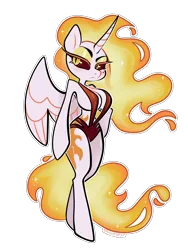 Size: 2400x3200 | Tagged: suggestive, artist:spindlespice, derpibooru import, daybreaker, alicorn, anthro, g4, arm hooves, beauty mark, big breasts, breasts, busty daybreaker, cleavage, clothes, eyeshadow, female, frown, hoof on hip, image, makeup, mane of fire, one-piece swimsuit, png, simple background, solo, solo female, swimsuit, transparent background