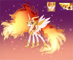 Size: 1601x1307 | Tagged: safe, artist:equmoria, derpibooru import, daybreaker, nightmare star, alicorn, pony, g4, corrupted, female, fire, fusion, fusion:solarbreaker, image, jpeg, mane of fire, mare, oh no, open mouth, spread wings, the fun has been doubled, the inferno has been doubled, this will end in fire, two flaming sunponies, wings, xk-class end-of-the-world scenario