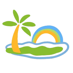 Size: 1024x1024 | Tagged: safe, artist:mosssong, derpibooru import, island rainbow, g4, abstract art, cutie mark, cutie mark only, free to use, image, island, modern art, no pony, palm tree, png, rainbow, simple background, transparent background, tree