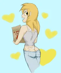 Size: 512x612 | Tagged: artist needed, suggestive, derpibooru import, derpy hooves, human, g4, box, clothes, cutie mark on human, female, heart, humanized, image, jpeg, panties, solo, solo female, thong, underwear