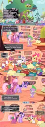 Size: 1280x3593 | Tagged: safe, derpibooru import, edit, edited screencap, screencap, apple bloom, cheerilee, scootaloo, spike, sweetie belle, twilight sparkle, dragon, earth pony, pegasus, unicorn, g4, animation error, golden oaks library, horn, image, jpeg, library, vulgar