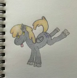 Size: 2910x2959 | Tagged: safe, artist:lewdyloops, derpibooru import, derpy hooves, pegasus, pony, g4, cute, cutie mark, hooves, image, jpeg, pencil drawing, simple background, sketchbook, tongue out, traditional art, white background, wings