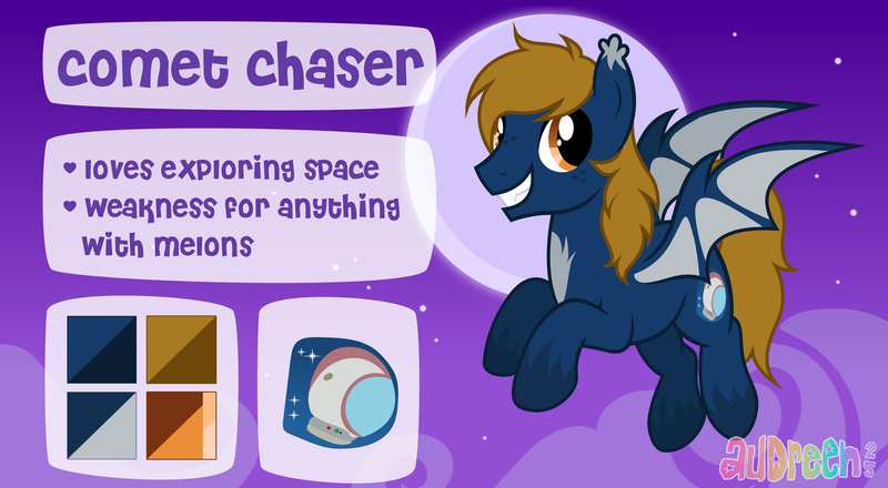 Size: 16347x9000 | Tagged: safe, artist:audreen, derpibooru import, oc, oc:comet chaser, unofficial characters only, bat pony, pony, cutie mark, flying, grin, image, looking at you, male, png, reference sheet, show accurate, smiling, solo, stallion