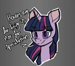 Size: 1825x1600 | Tagged: safe, artist:redahfuhrerking, derpibooru import, twilight sparkle, pony, unicorn, g4, bust, colored, female, flat colors, gray background, horn, image, mare, outline, png, simple background, sketch, solo, unicorn twilight, white outline