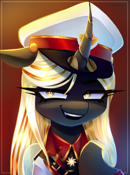 Size: 2228x3000 | Tagged: safe, artist:opal_radiance, derpibooru import, oc, oc:queen venyx, changeling, equestria at war mod, clothes, empire, image, png, solar, solar empire, solo, uniform