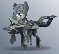 Size: 1412x1300 | Tagged: suggestive, artist:buckweiser, derpibooru import, original species, plane pony, pony, autocannon, dick cannon, futa, gun, gunship, image, implied futa, implied penis, intersex, marines, ov-10, plane, png, solo, solo futa, weapon